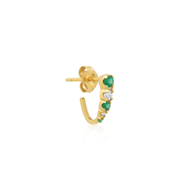 Mini Graduated Illusion Set Emerald and Diamond Edith Studs
