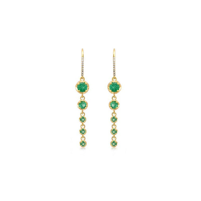 5 Graduated Illusion Set Emerald Earrings