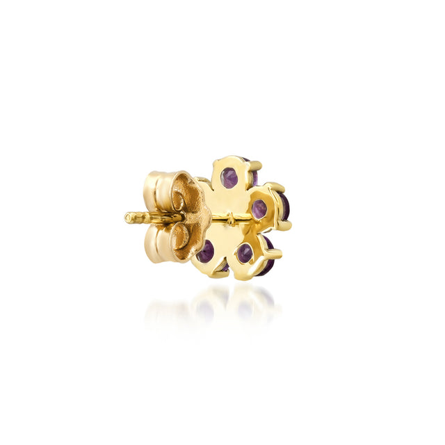 Large Amethyst Flower Studs with Diamond Center
