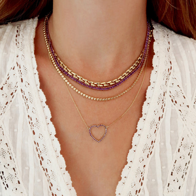 Large Amethyst Open Heart Necklace