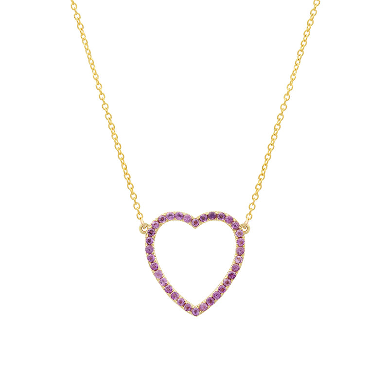 Large Amethyst Open Heart Necklace