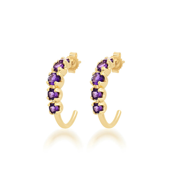 Small Graduated Amethyst Hoops