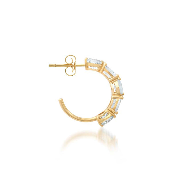 Hexagon and Oval-Cut Aquamarine Hoops