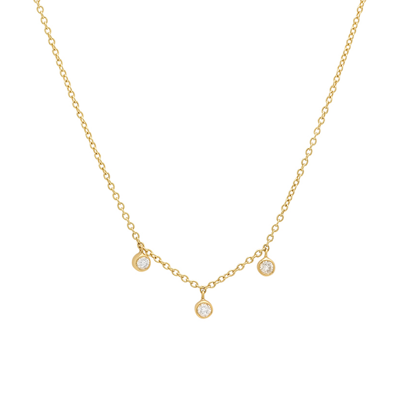 3 Mini Diamond Bezel Dangle Necklace