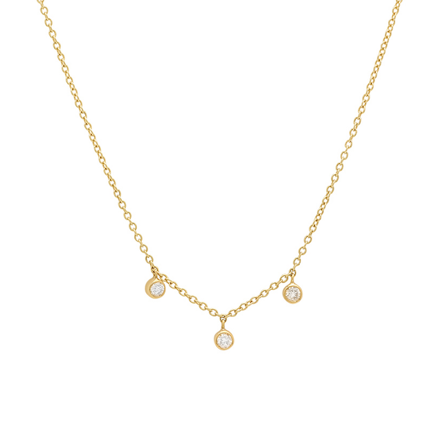 3 Mini Diamond Bezel Dangle Necklace