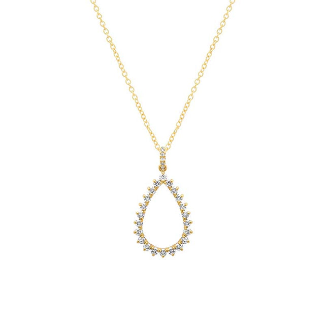 3-Prong Diamond Open Teardrop Necklace