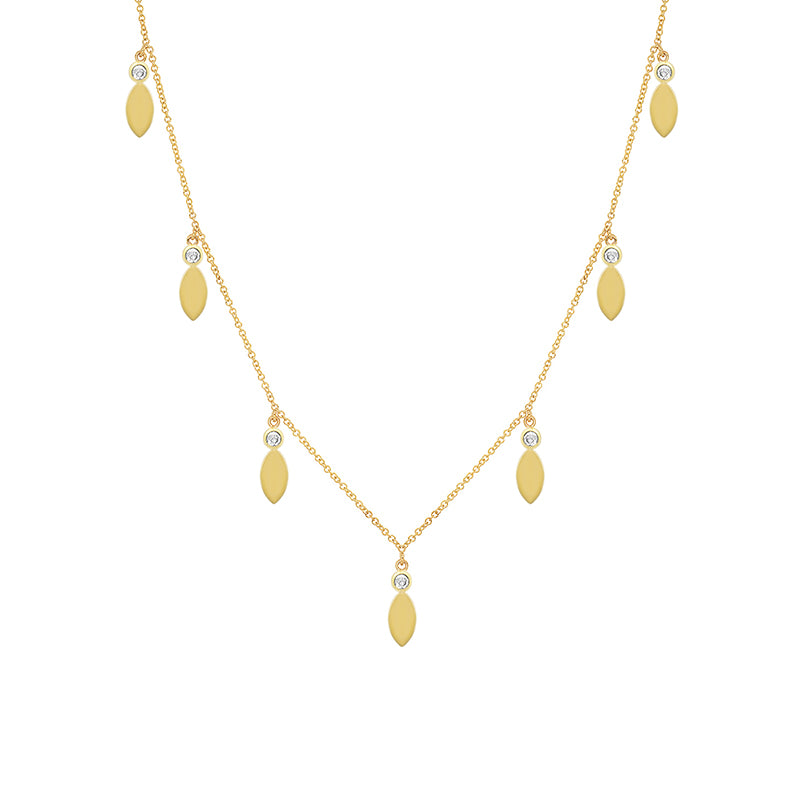 7 Mini Diamond Bezel and Marquise Dangle Necklace