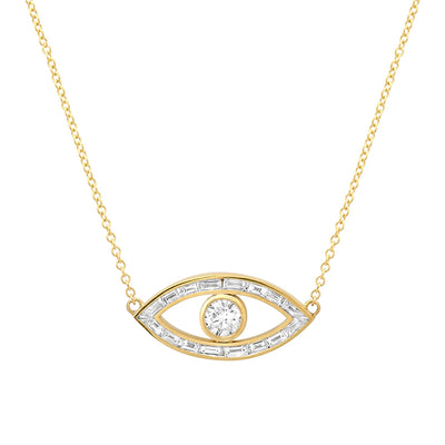 Large Channel Set Open Evil Eye Necklace