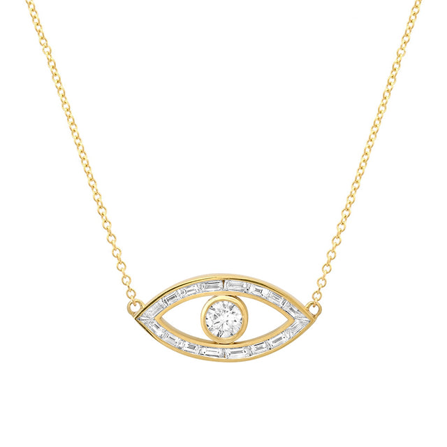 Large Channel Set Open Evil Eye Necklace