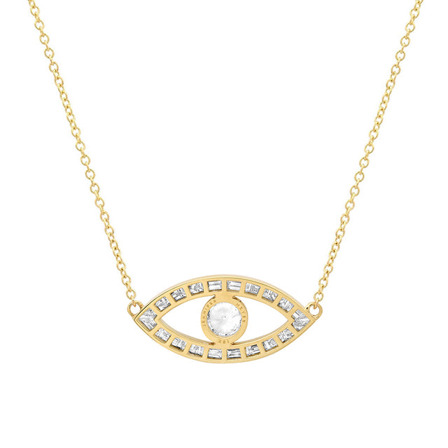 Large Channel Set Open Evil Eye Necklace