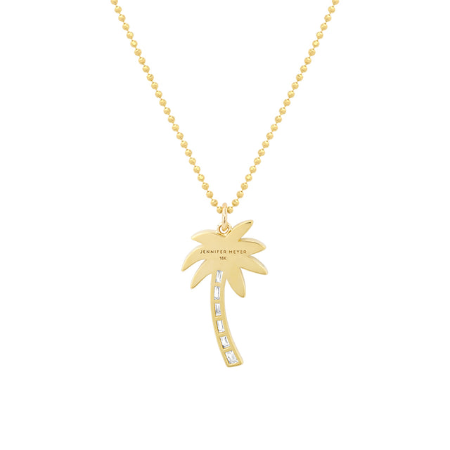 Large Baguette and Diamond Palm Tree Pendant Necklace