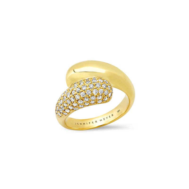 Double Dome Ring with Diamond Pave Accent