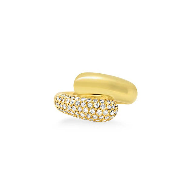 Double Dome Ring with Diamond Pave Accent