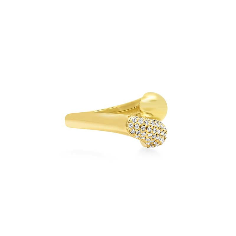 Double Dome Ring with Diamond Pave Accent
