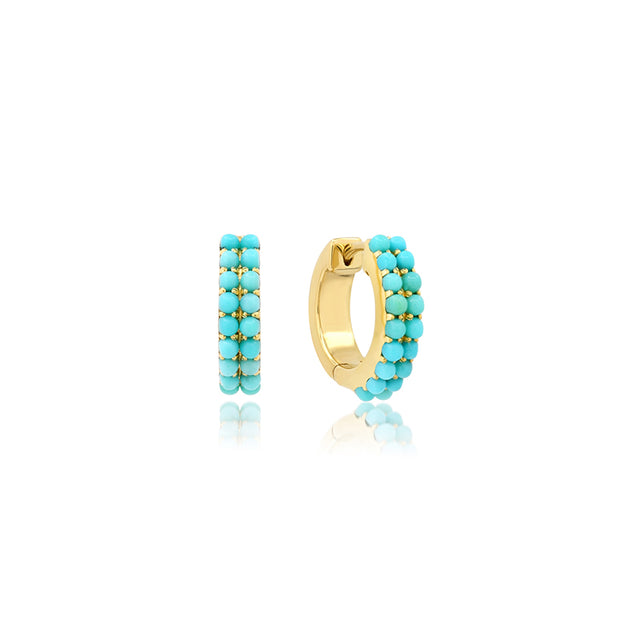 Turquoise Double Row Huggies