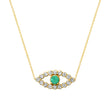 Medium Diamond Open Evil Eye Necklace with Emerald Center