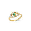 Medium Diamond Open Evil Eye Ring with Emerald Center