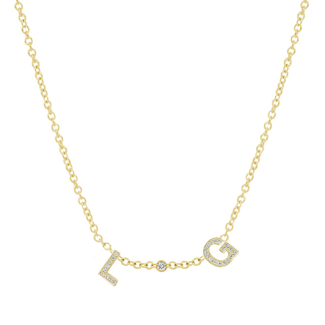Custom Mini Diamond Letter Necklace with Bezel Accent