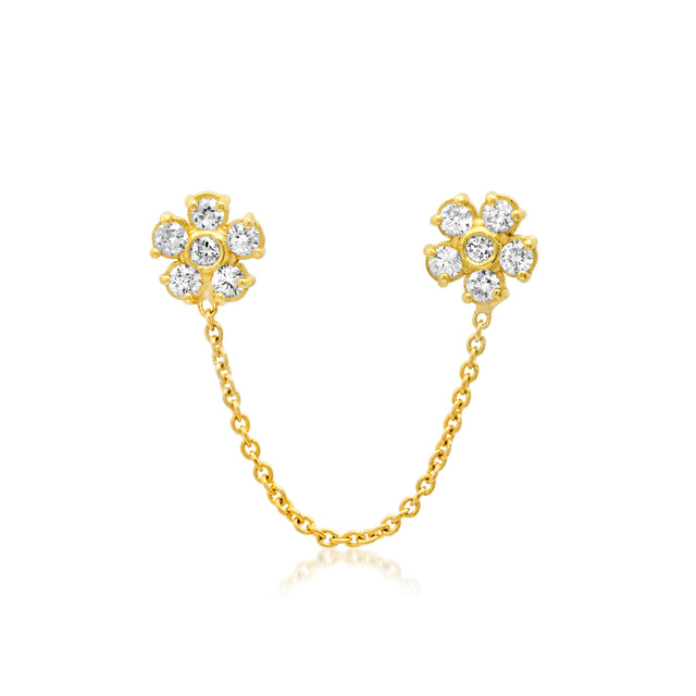 Mini Diamond Double Flower Stud