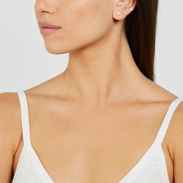 Single Diamond Mini Heart Stud