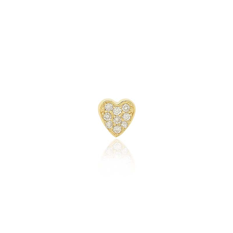Single Yellow Gold Diamond Heart Stud
