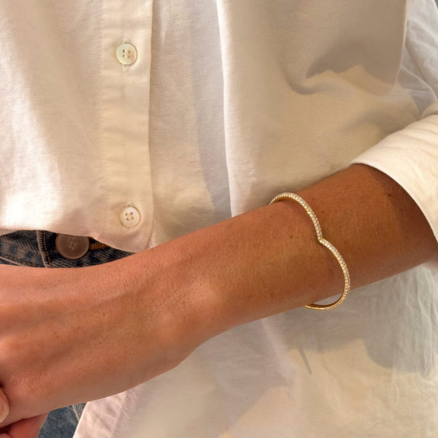 Forever Heart Bangle with Diamond Pave