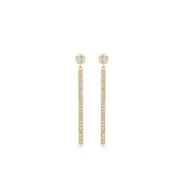 Illusion Set Diamond & Diamond Stick Stud Earrings