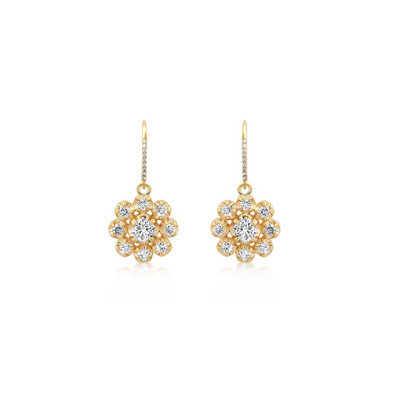 Petite Statement Illusion-Set Diamond Flower Earrings