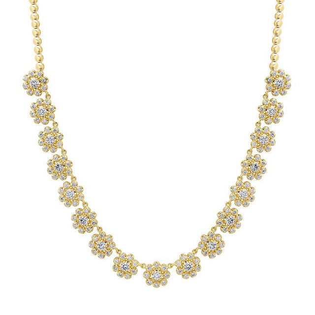 1/3 Illusion Set Diamond Flower Tennis Necklace