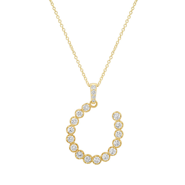 Horseshoe Pendant Necklace with Illusion Set Diamonds
