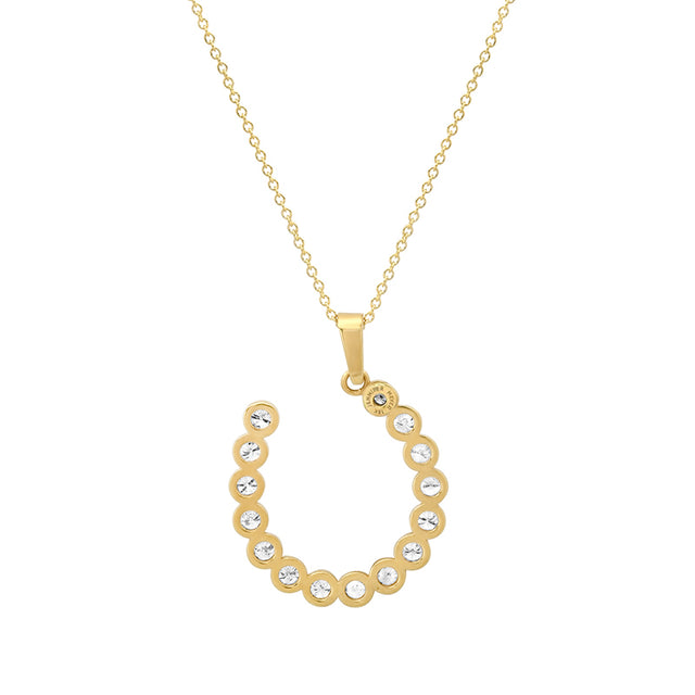 Horseshoe Pendant Necklace with Illusion Set Diamonds