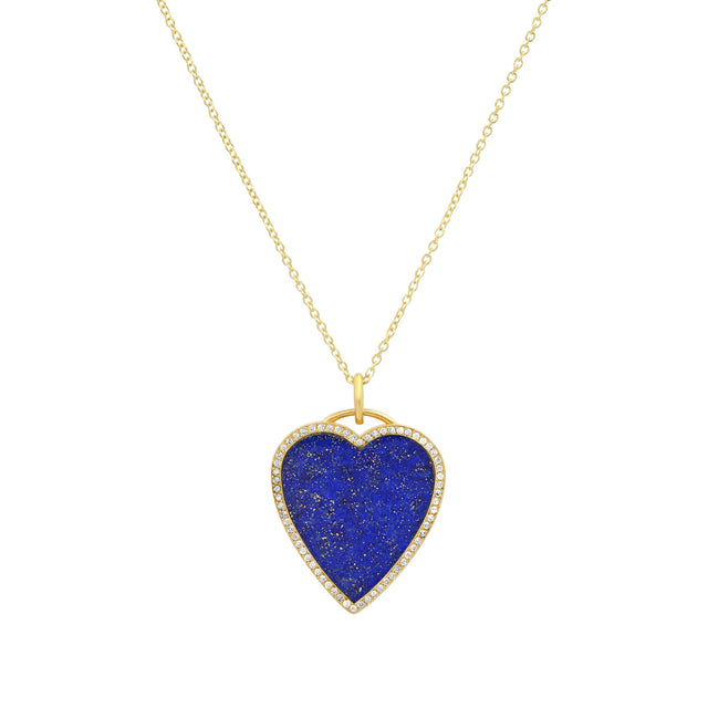 Lapis Inlay Heart Necklace with Diamonds