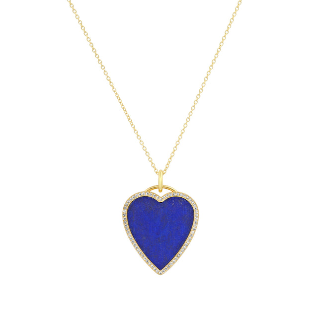 Lapis Inlay Heart Necklace with Diamonds