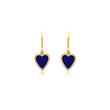 Mini Lapis Inlay Heart with Diamond Pave Earrings