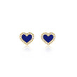 Lapis Inlay Heart Studs with Diamonds
