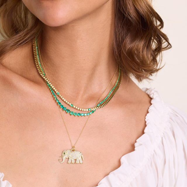 Diamond Elephant Pendant Necklace