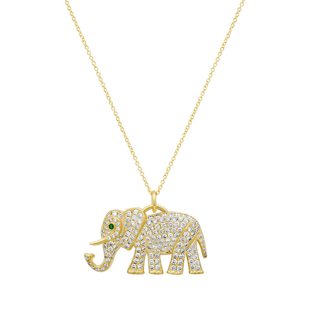 Diamond Elephant Pendant Necklace