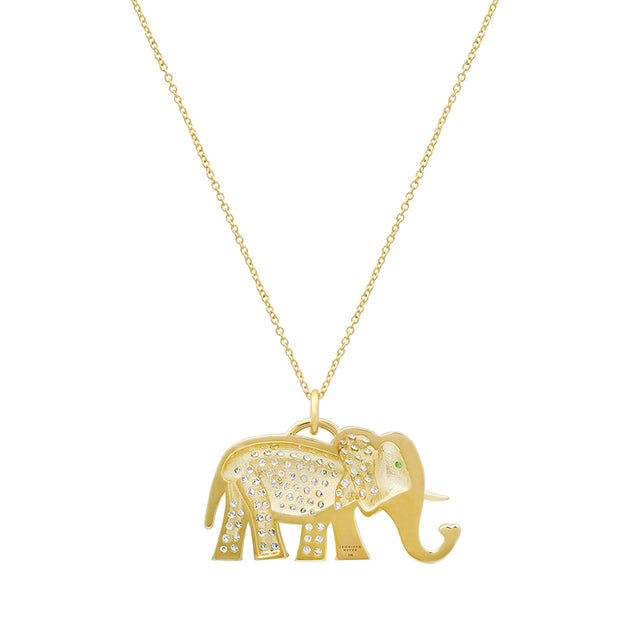 Diamond Elephant Pendant Necklace
