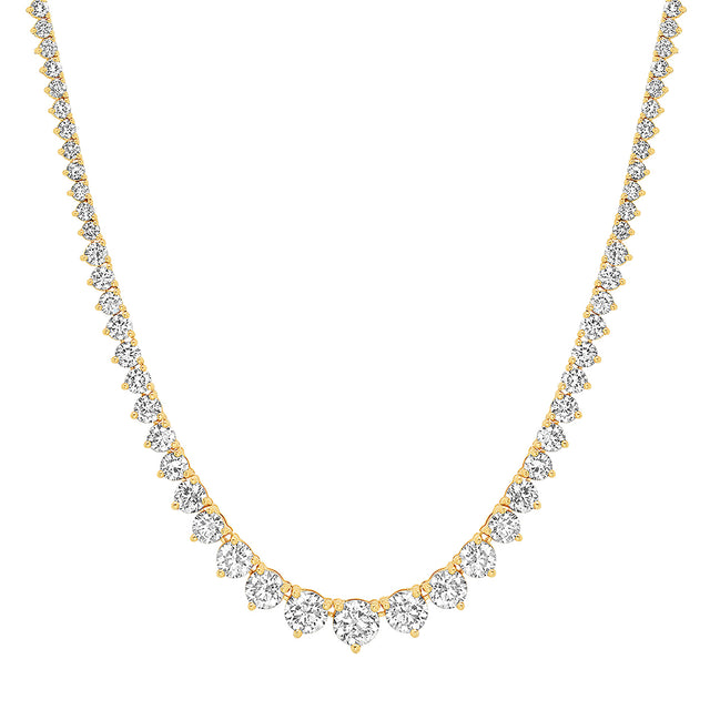 Luxe Graduated 3-Prong Diamond Tennis Necklace