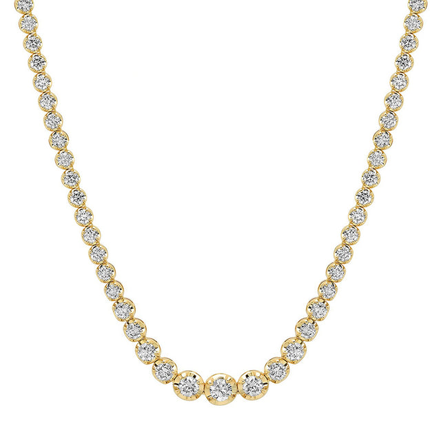 Large Graduated Diamond Tennis Necklace