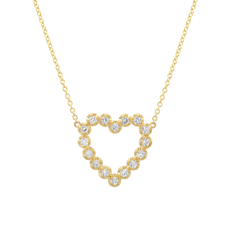 Large Illusion Set Diamond Open Heart Necklace