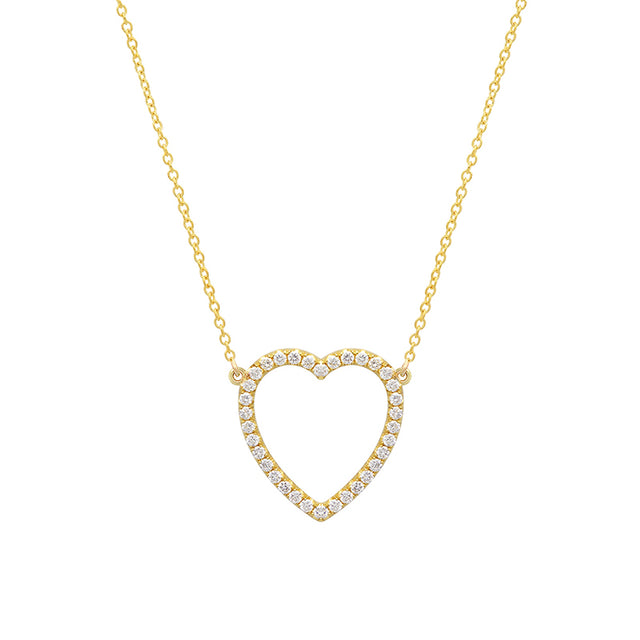 Large Diamond Open Heart Necklace