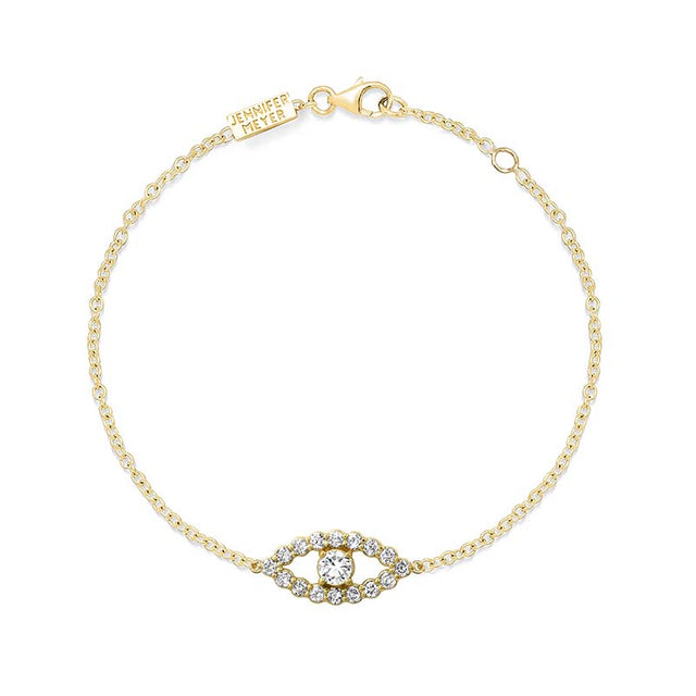 Medium Diamond Open Evil Eye Bracelet