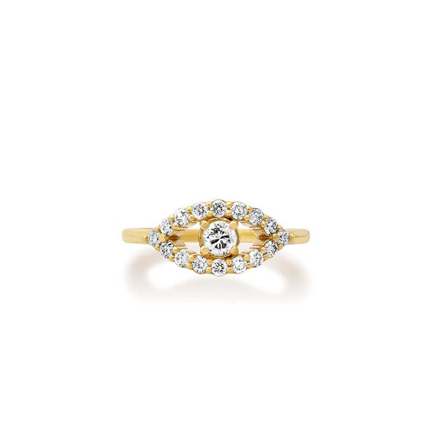 Medium Diamond Open Evil Eye Ring