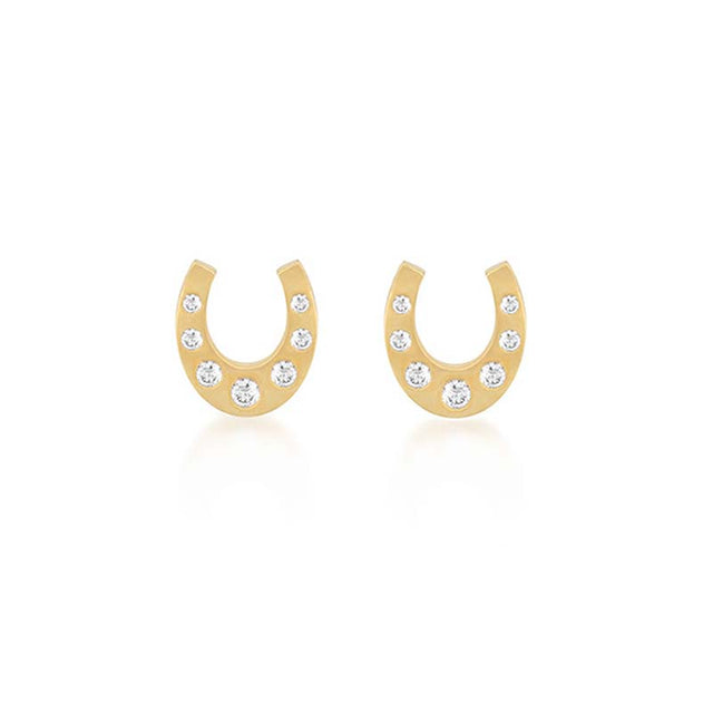 Mini Horseshoe Studs with Diamond Accents