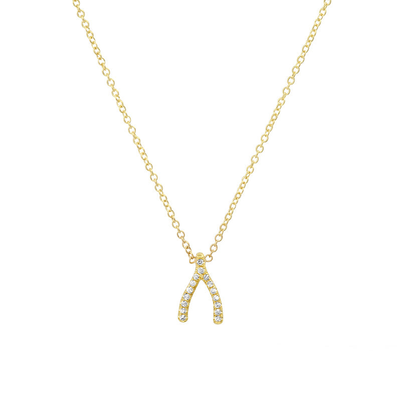 Diamond Mini Wishbone Necklace