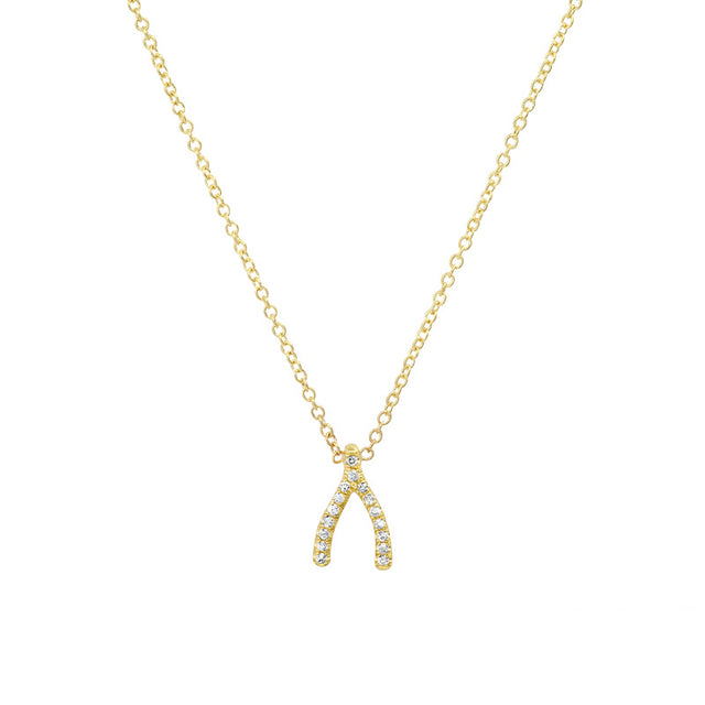 Diamond Mini Wishbone Necklace