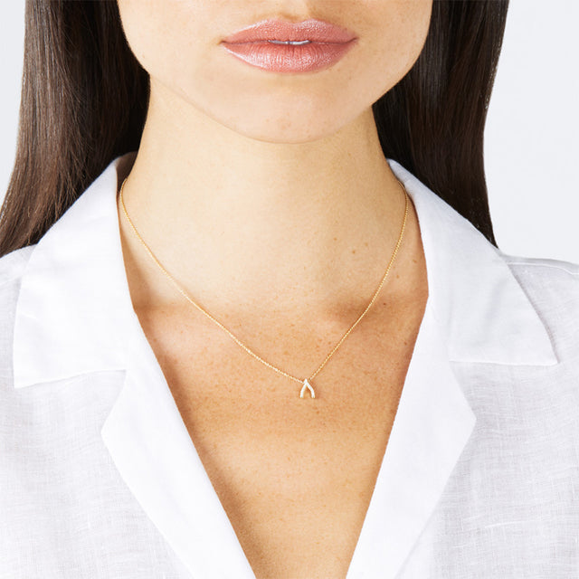 Diamond Mini Wishbone Necklace