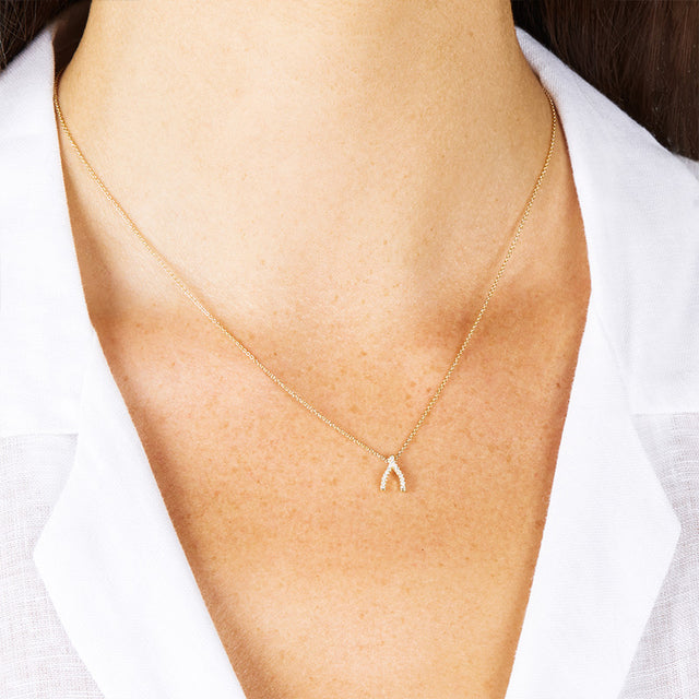 Diamond Mini Wishbone Necklace