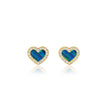 Opal Inlay Heart Studs with Diamonds